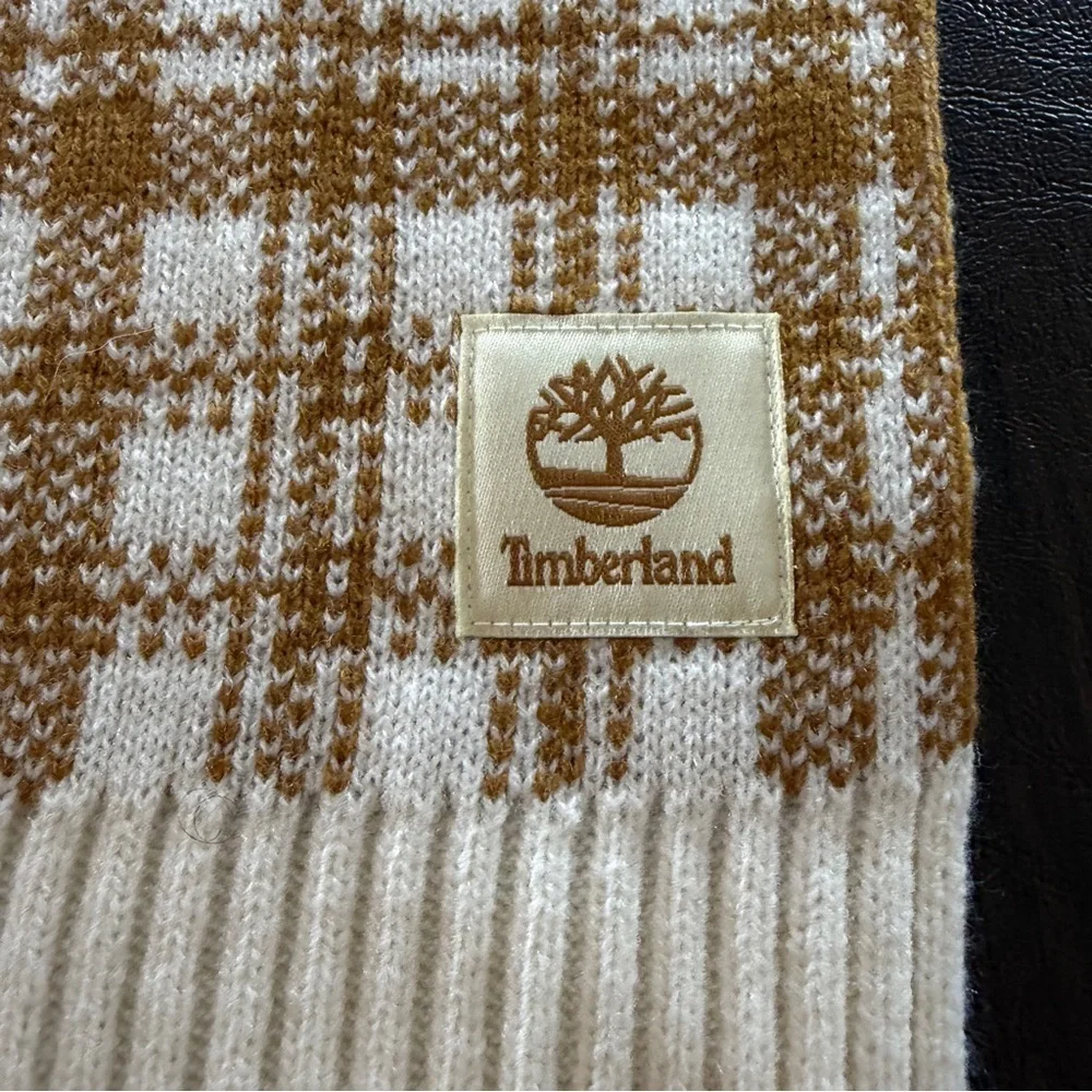 Timberland Plaid Tan and Cream Scarf